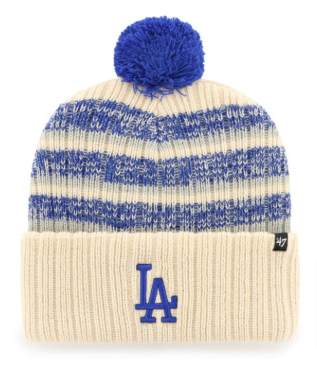 Los Angeles Dodgers Beanie Knit 47 Brand Fold Natural Tavern