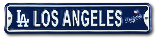 Los Angeles Dodgers Embossed Steel Street Sign 16 inches - THE 4TH QUARTER