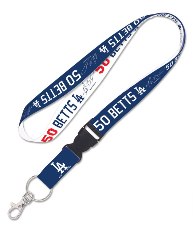 Los Angeles Dodgers Keychain Badge Lanyard Tickets Holder Blue Mookie Betts #50 - THE 4TH QUARTER