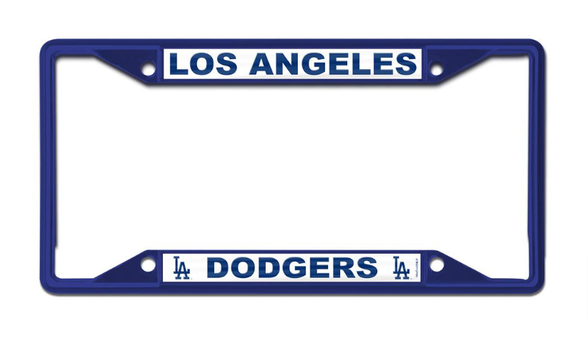 Los Angeles Dodgers Laser Chrome License Plate Frame Blue - THE 4TH QUARTER