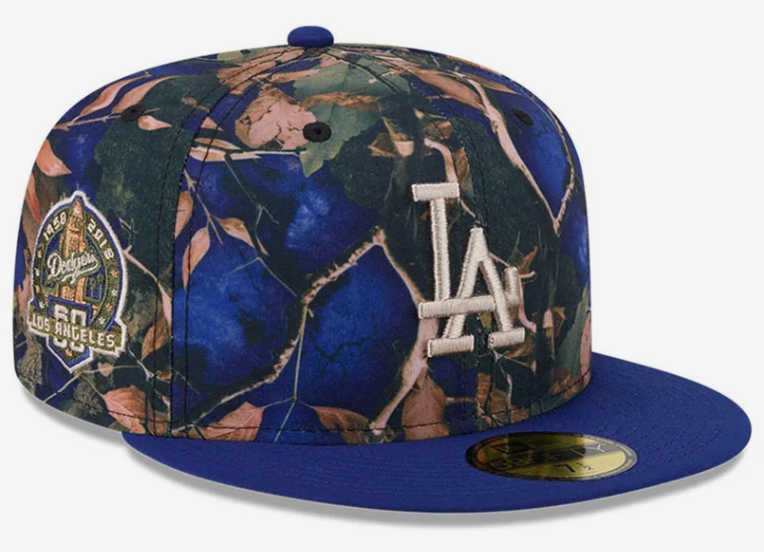 Los Angeles Dodgers Fitted New Era 59FIFTY Leaves Dark Blue Hat Cap - THE 4TH QUARTER