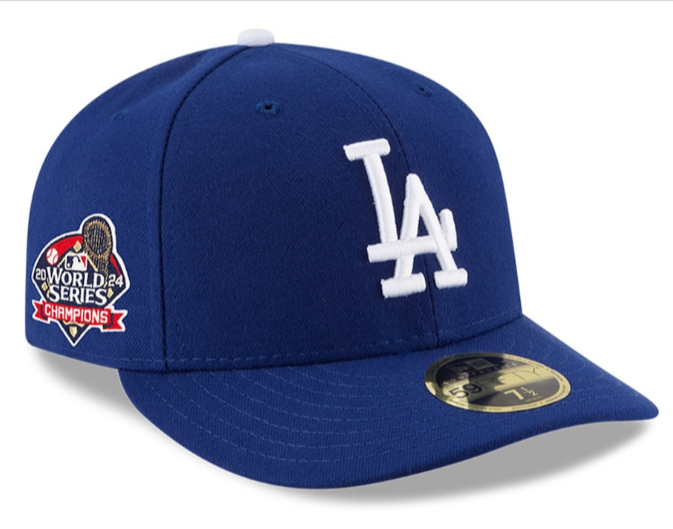 Los Angeles Dodgers Fitted New Era 59Fifty Low Profile 2024 World Series Champions Patch Cap Hat THE 4TH QUARTER