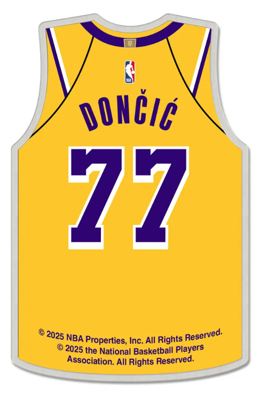 Los Angeles Lakers Luka Doncic Jersey Collectors Lapel Pin Yellow - THE 4TH QUARTER