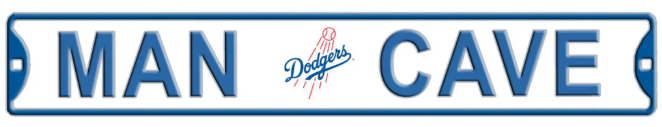 Los Angeles Dodgers MAN CAVE Embossed Steel Street Sign - THE 4TH QUARTER