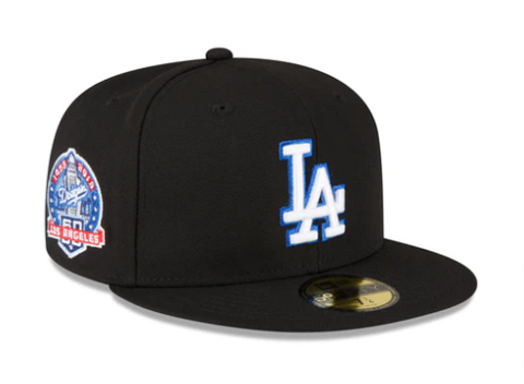 Los Angeles Dodgers Fitted New Era 59Fifty 60th Anni. Metallic Logo Cap Hat Black