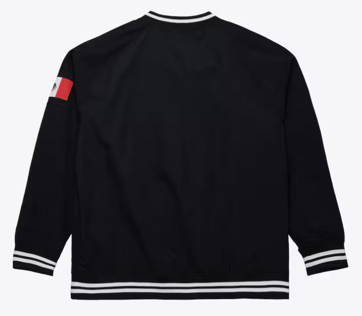 Los Angeles Dodgers Mens Jacket Pullover Mitchell &amp; Ness Mexico Wordmark V-Neck Nylon Black - THE 4TH QUARTER