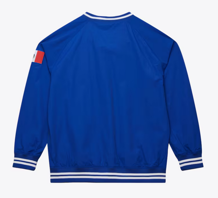 Los Angeles Dodgers Mens Jacket Pullover Mitchell &amp; Ness Mexico Wordmark V-Neck Nylon Blue - THE 4TH QUARTER