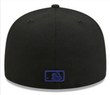 Los Angeles Dodgers Fitted New Era 59Fifty Blue Logo Black Cap Hat Grey UV