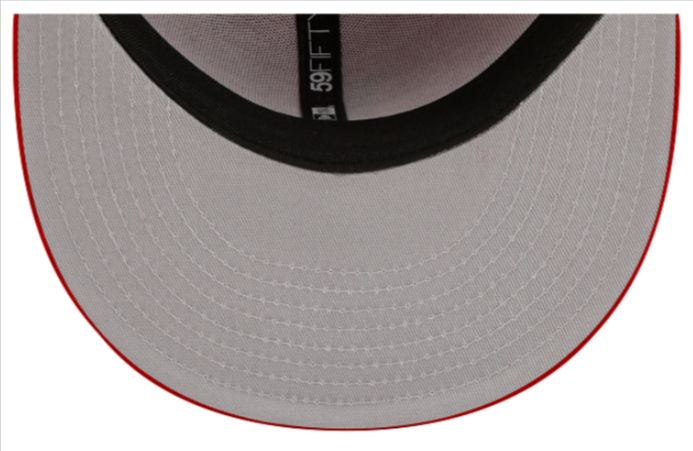 Los Angeles Dodgers Fitted New Era 59Fifty Black Logo Red Cap Hat Grey UV