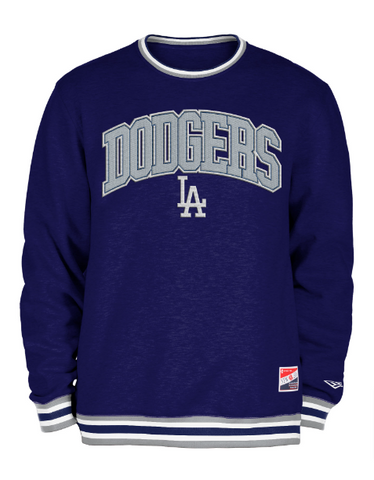Los Angeles Dodgers Mens New Era Block Crew Neck Pullover Sweatshirt Heathered Blue