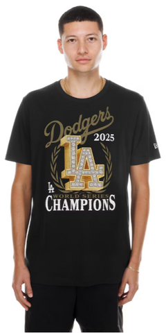 Los Angeles Dodgers Mens T-Shirt New Era 2025 World Series Champions Medallion Tee - Black