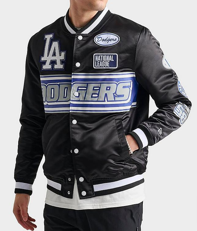 Los Angeles Dodgers Mens Jacket New Era Button Down Rally Drive Black - THE 4TH QUARTER