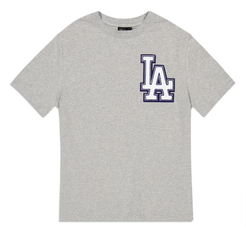 Los Angeles Dodgers Mens T-Shirt New Era Chenille Logo Grey Tee