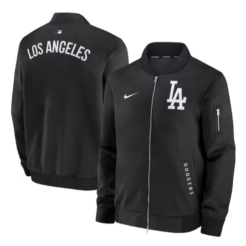 Los Angeles Dodgers Authentic Collection Dugout Full-Zip Bomber Black Jacket