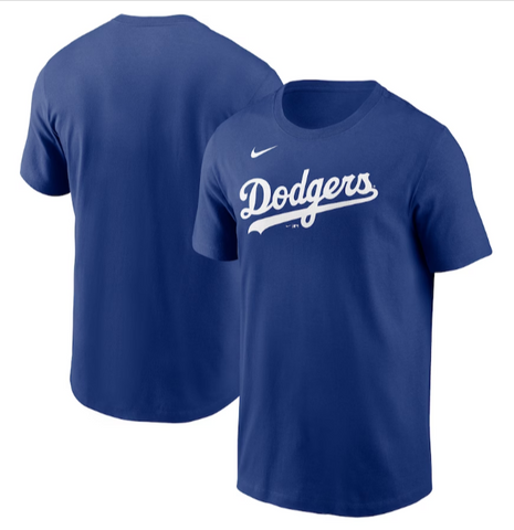 Los Angeles Dodgers Mens T-Shirt Wordmark T-Shirt Blue