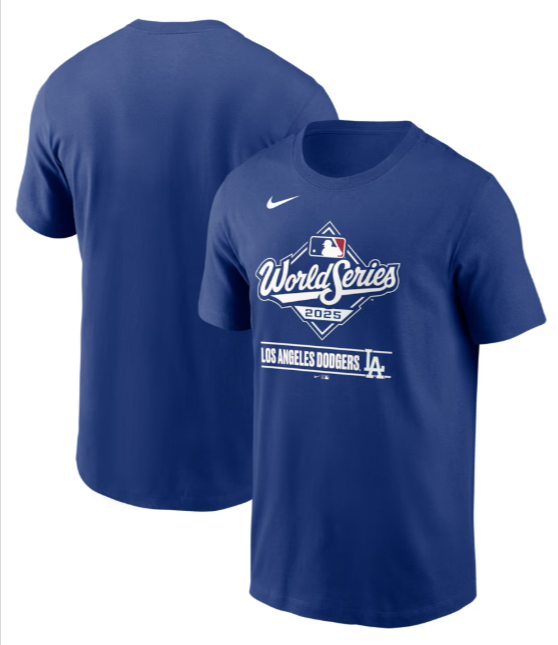 Los Angeles Dodgers Mens T-Shirt 2025 World Series Icon Tee Royal - THE 4TH QUARTER
