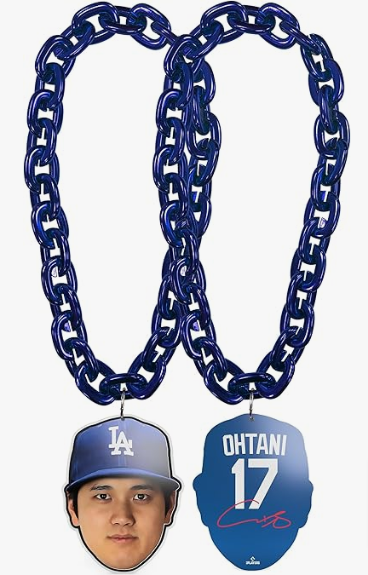 Los Angeles Dodgers Fan Big Chain 3D Foam Shoehi Ohtani Face Blue Necklace - THE 4TH QUARTER