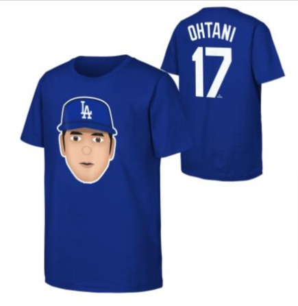 Los Angeles Dodgers Youth (8-18) Tee Ohtani Emoji T-Shirt Blue