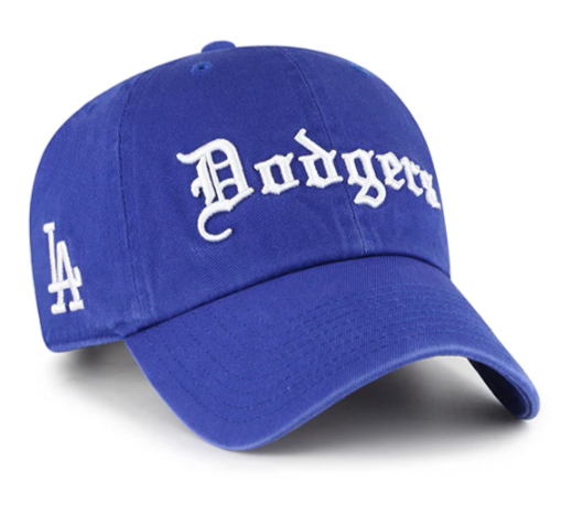 Los Angeles Dodgers Strapback '47 Brand Clean Up Adjustable Old English Script Blue Cap Hat - THE 4TH QUARTER
