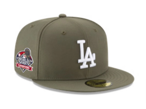 Los Angeles Dodgers Fitted New Era 59Fifty 2024 World Series Champions Olive Cap Hat