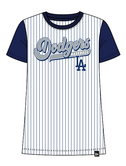 Los Angeles Dodgers Womens New Era T-Shirt Pinstripe Crew Neck Tee - THE 4TH QUARTER