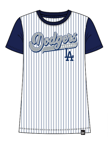 Los Angeles Dodgers Womens New Era T-Shirt Pinstripe Crew Neck Tee