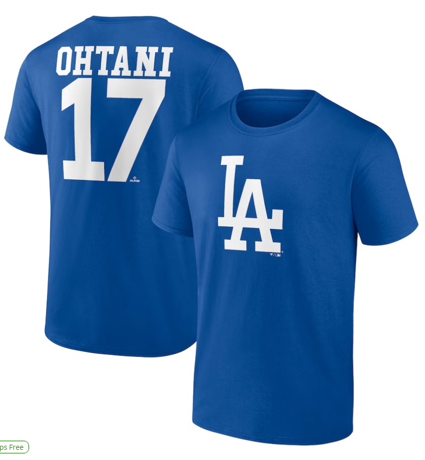 Los Angeles Dodgers Mens T-Shirt Fanatics Shohei Ohtani Player Tee Blue - THE 4TH QUARTER
