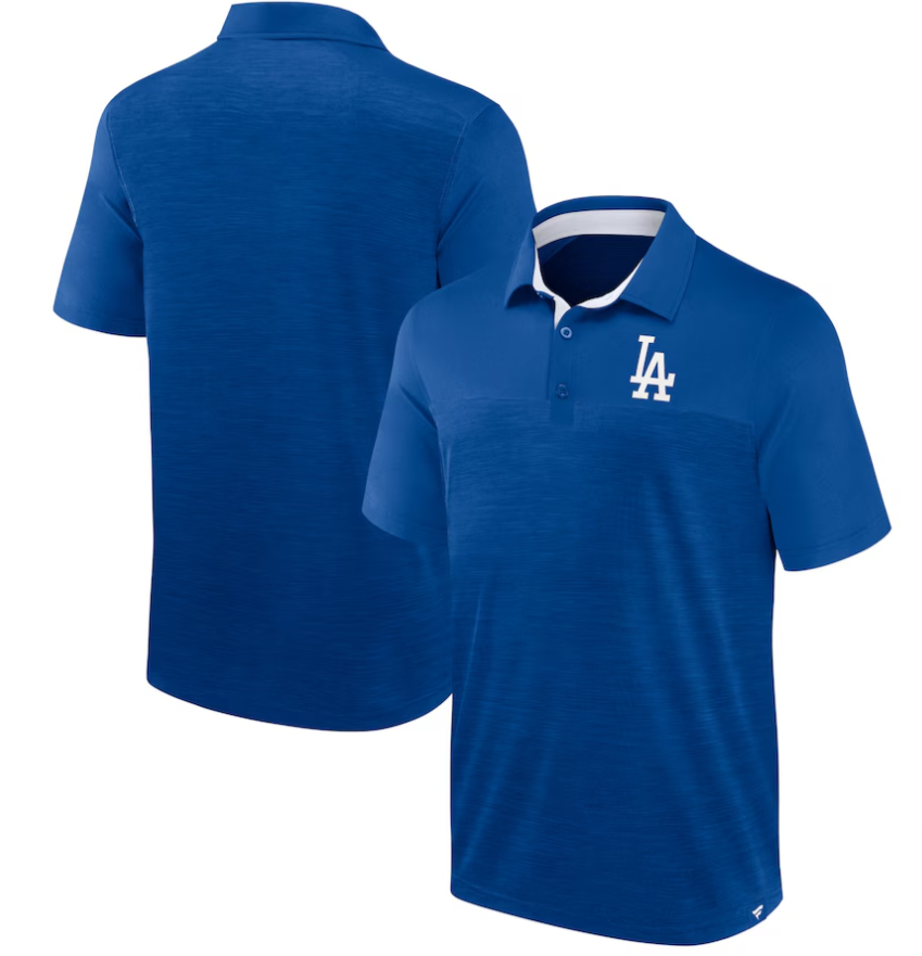 Los Angeles Dodgers Mens Fanatics Heathered Mesh and Solid Polo - THE 4TH QUARTER