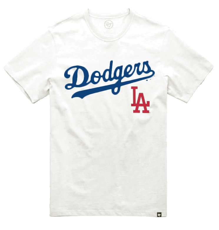 Los Angeles Dodgers Mens T-Shirt '47 Brand Pregame Franklin White Wash Tee - THE 4TH QUARTER