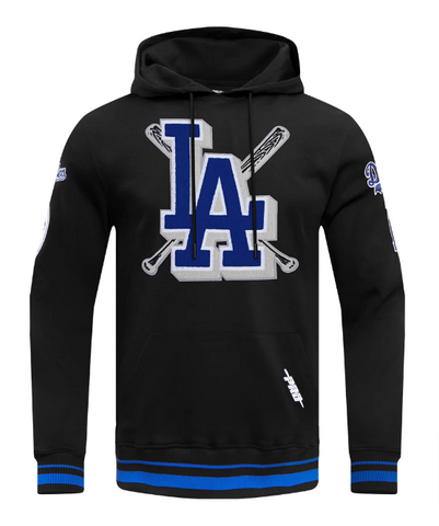 Los Angeles Dodgers Mens Sweatshirt Pro Standard Mashup Rib Hoodie Black