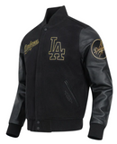 Los Angeles Dodgers Mens Pro Standard Black Gold Varsity Wool Jacket