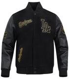 Los Angeles Dodgers Mens Pro Standard Black Gold Varsity Wool Jacket