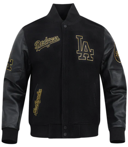 Los Angeles Dodgers Mens Pro Standard Black Gold Varsity Wool Jacket