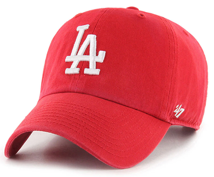 Los Angeles Dodgers Strapback '47 Brand Clean Up Adjustable Cap Hat Red White LA - THE 4TH QUARTER