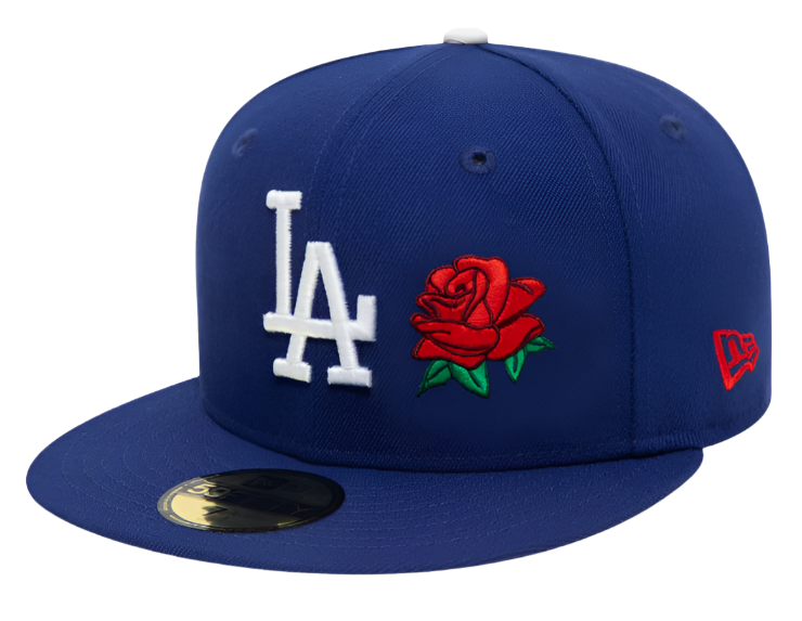 Los Angeles Dodgers Fitted New Era 59Fifty Red Rose Blue Cap Hat RED UV - THE 4TH QUARTER