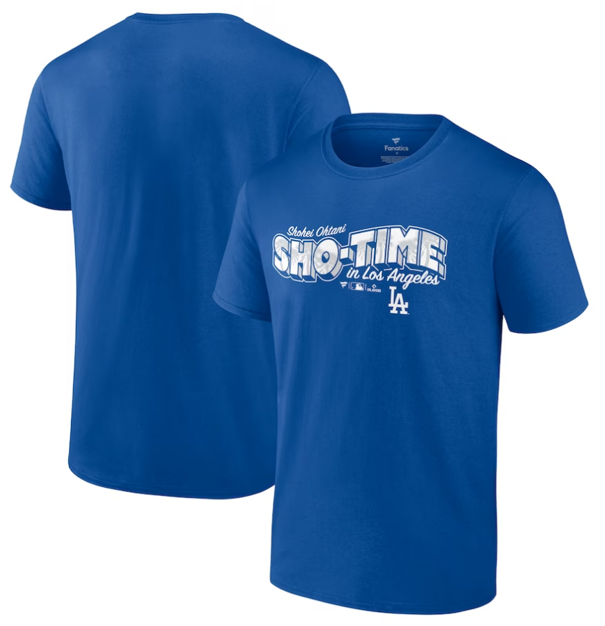 Los Angeles Dodgers Mens T-Shirt Fanatics SHO-TIME Shohei Ohtani Tee Blue - THE 4TH QUARTER
