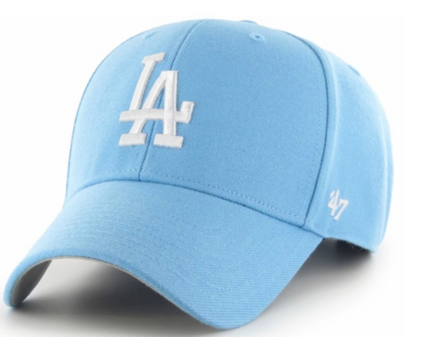 Los Angeles Dodgers Adjustable '47 Brand MVP Cap Hat Velcro Columbia Sky