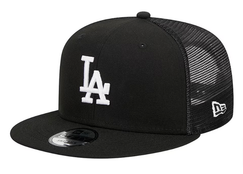 Los Angeles Dodgers Snapback New Era Black Mesh Trucker Cap Hat Grey UV