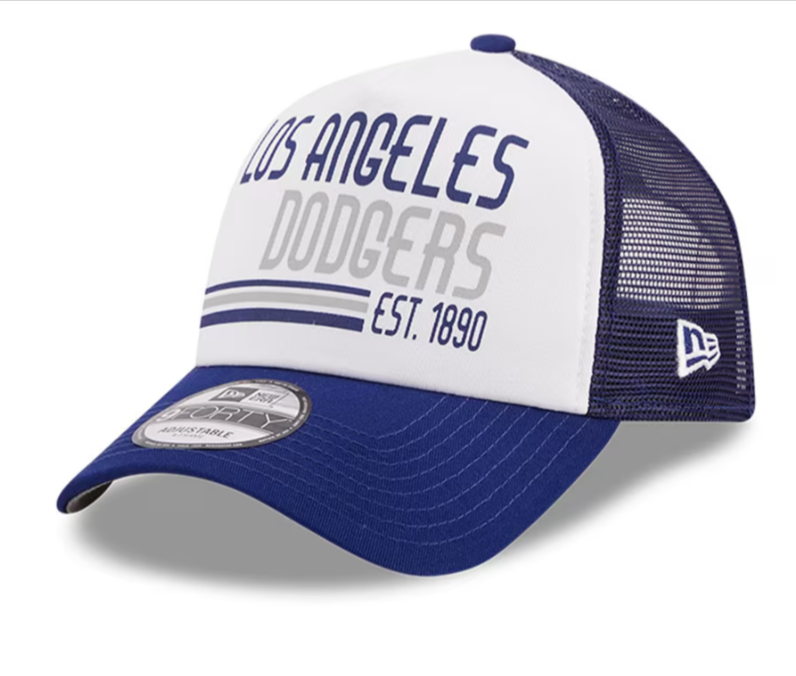Los Angeles Dodgers Snapback New Era 9Forty Stacked A-Frame Mesh Trucker Blue Cap Hat - THE 4TH QUARTER