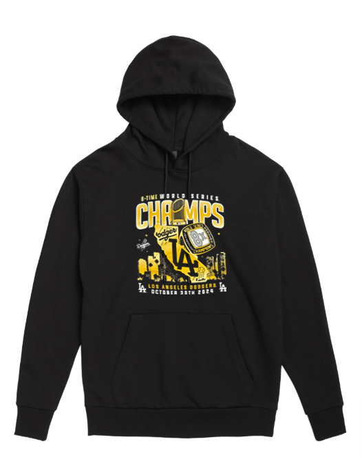 Los Angeles Dodgers Mens Sweatshirt New Era World Series 2024 Black RING STATE Hoodie - THE 4TH QUARTER