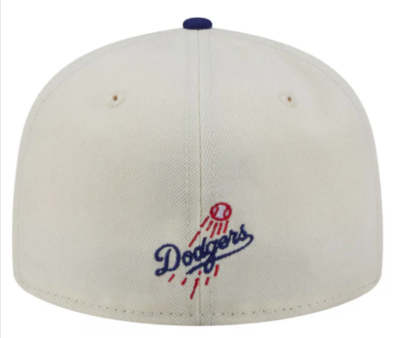 Los Angeles Dodgers Fitted New Era 59Fifty Stitch Script Chrome Blue Cap Hat Grey UV - THE 4TH QUARTER