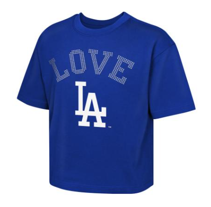 Los Angeles Dodgers Youth Tee Outerstuff Girls Crop Top Stone Love Boxy T-Shirt - THE 4TH QUARTER