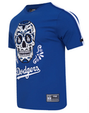 Los Angeles Dodgers Mens T-Shirt Pro Standard Sugar Skull Single Jersey Striped Top Tee