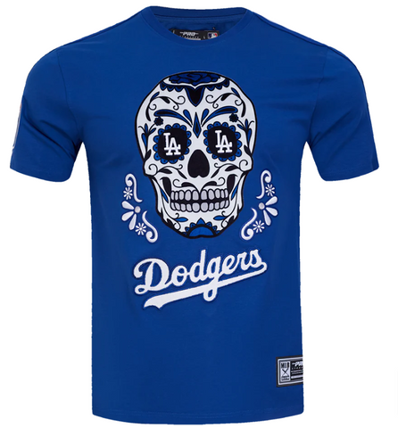 Los Angeles Dodgers Mens T-Shirt Pro Standard Sugar Skull Single Jersey Striped Top Tee