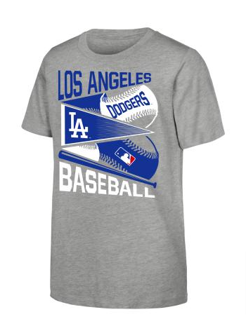 Los Angeles Dodgers Youth (8-20) Tee Pennant Fever T-Shirt Grey - THE 4TH QUARTER