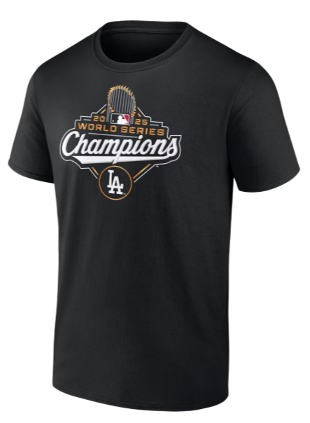 Los Angeles Dodgers Mens 2025 World Series Champions T-Shirt - Black - THE 4TH QUARTER