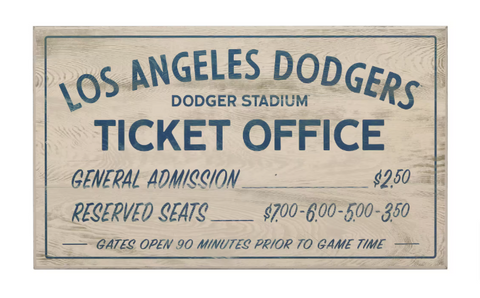 Los Angeles Dodgers Vintage Ticket Office Wood Wall Decor Sign