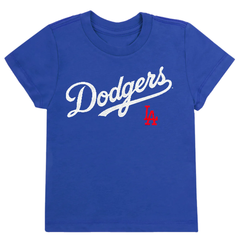 Los Angeles Dodgers Kids (4-7) Tee Wordmark T-Shirt Blue - THE 4TH QUARTER