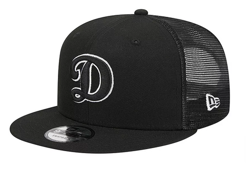 Los Angeles Dodgers D Logo Snapback New Era Black Mesh Trucker Cap Hat Grey UV