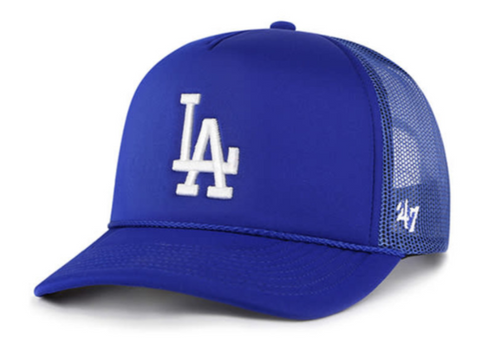 Los Angeles Dodgers '47 Brand Adjustable Foam Front Trucker Snapback Cap Hat Blue
